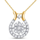 10kt Yellow Gold Diamond Horseshoe & Lucky Cluster Pendant product  Top View from Splendid Jewellery