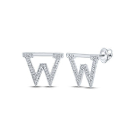 Diamond Initial Earrings in 10kt White Gold - Personalized Elegance - Splendid Jewellery