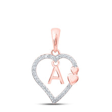 Load image into Gallery viewer, Romantic Rose Gold Diamond Heart Initial Pendant - Alternate view 1 from Splendid Jewellery