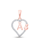 Romantic Rose Gold Diamond Heart Initial Pendant - Alternate view 1 from Splendid Jewellery