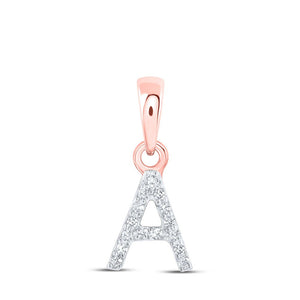 Diamond Initial & Letter Pendant | 10kt Rose Gold Womens Round Diamond A Initial Letter Pendant .03 Cttw | Splendid Jewellery GND