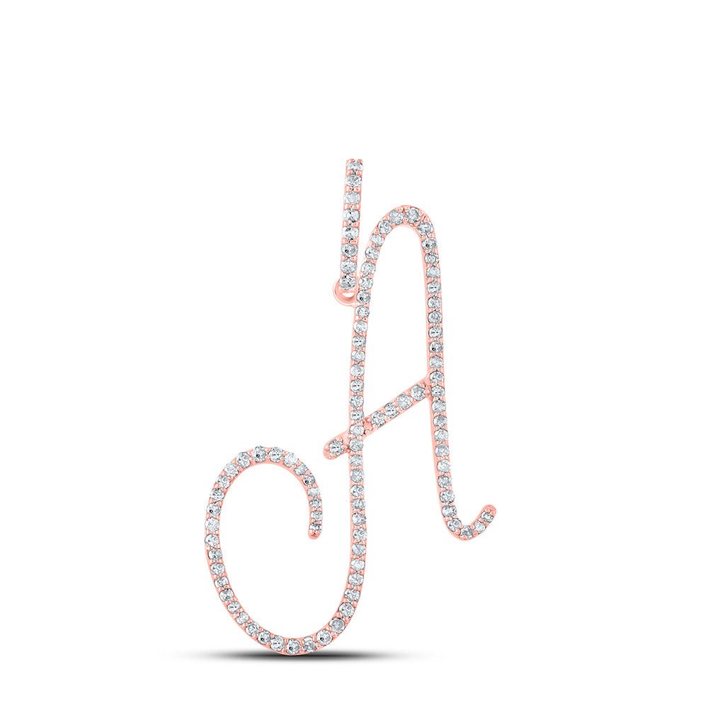 Diamond Initial & Letter Pendant | 10kt Rose Gold Womens Round Diamond A Initial Letter Pendant 1/2 Cttw | Splendid Jewellery GND