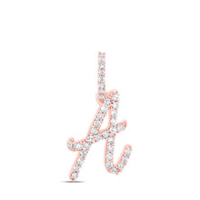 Load image into Gallery viewer, Rose Gold Diamond Initial Pendant - Sparkling A Letter Necklace - Alternate view 1 from Splendid Jewellery