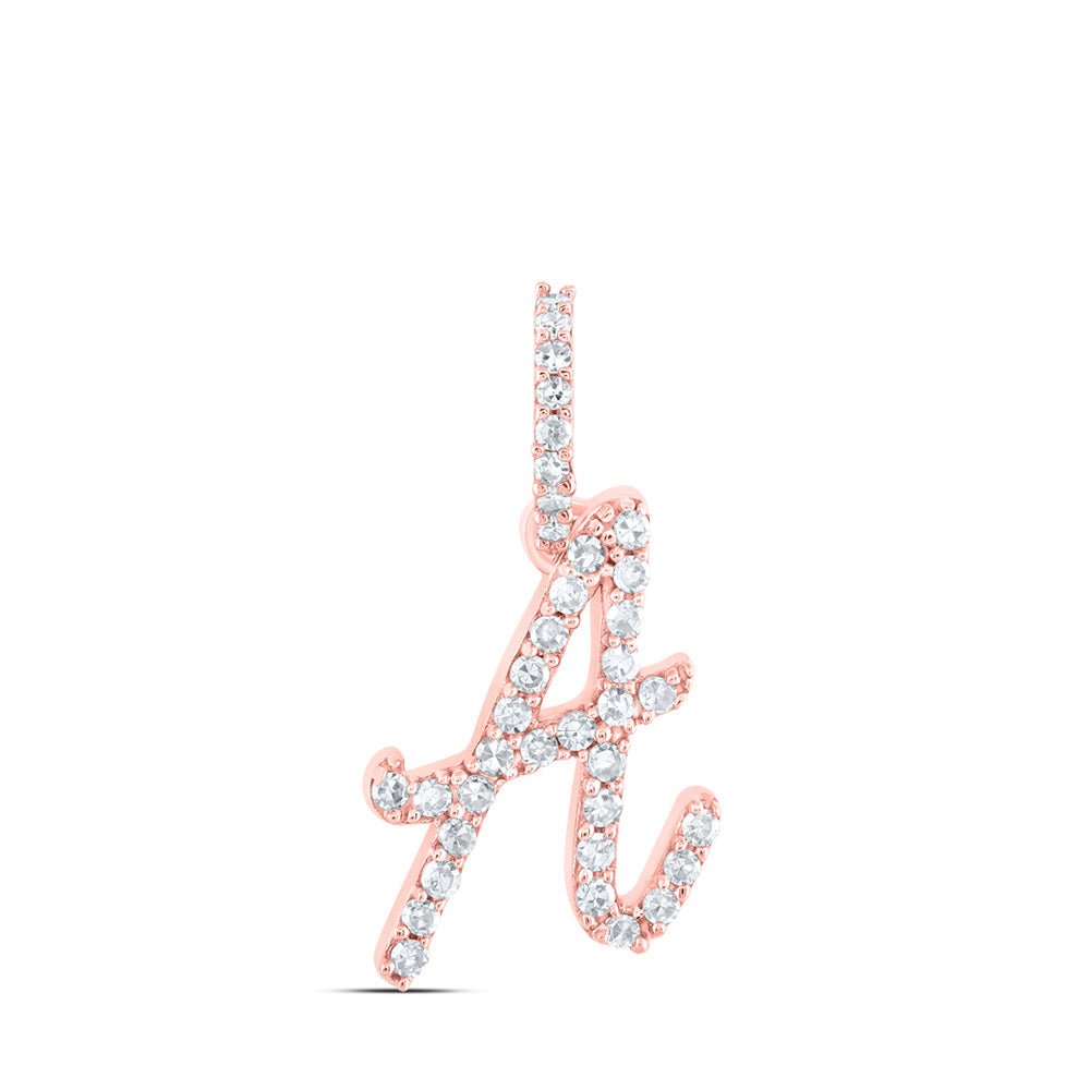 Diamond Initial & Letter Pendant | 10kt Rose Gold Womens Round Diamond A Initial Letter Pendant 1/6 Cttw | Splendid Jewellery GND