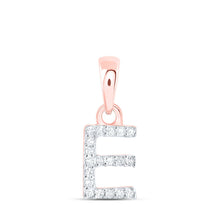Load image into Gallery viewer, Rose Gold Diamond Initial Necklace: Personalized E Letter Pendant - Alternate view 1 from Splendid Jewellery