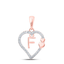 Load image into Gallery viewer, Romantic Rose Gold Diamond Heart Initial Pendant - Alternate view 1 from Splendid Jewellery
