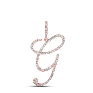 Diamond Initial & Letter Pendant | 10kt Rose Gold Womens Round Diamond G Initial Letter Pendant 1/2 Cttw | Splendid Jewellery GND