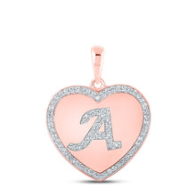 Load image into Gallery viewer, 10kt Rose Gold Diamond Heart Initial Pendant - Personalized Love and Affection Necklace - Alternate view 1 from Splendid Jewellery