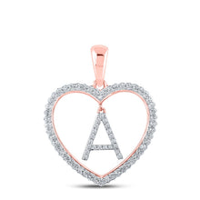 Load image into Gallery viewer, Romantic Rose Gold Diamond Heart Initial Pendant - Alternate view 1 from Splendid Jewellery