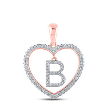 Load image into Gallery viewer, Heartfelt Diamond Initial Pendant | 10kt Rose Gold Womens Round Diamond B Letter Pendant 1/4 Cttw - Alternate view 1 from Splendid Jewellery