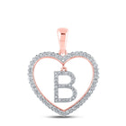 Heartfelt Diamond Initial Pendant | 10kt Rose Gold Womens Round Diamond B Letter Pendant 1/4 Cttw - Alternate view 1 from Splendid Jewellery