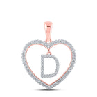 10kt Rose Gold Diamond Heart D Initial Pendant - A Symbol of Love and Elegance - Alternate view 1 from Splendid Jewellery