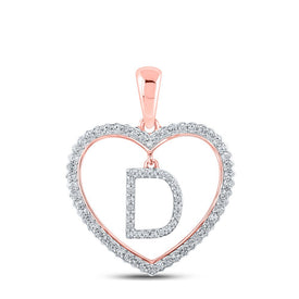 10kt Rose Gold Diamond Heart D Initial Pendant - A Symbol of Love and Elegance - Alternate view 1 from Splendid Jewellery
