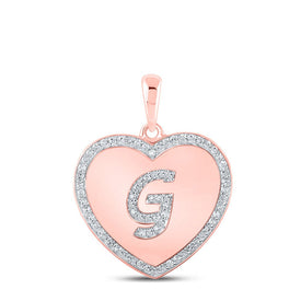 10kt Rose Gold Heart-Shaped Diamond Initial Pendant - Alternate view 1 from Splendid Jewellery