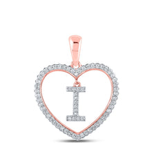 Load image into Gallery viewer, Romantic Rose Gold Diamond Heart Initial Pendant - Alternate view 1 from Splendid Jewellery