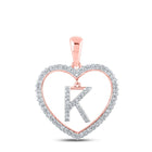 Romantic Rose Gold Diamond Heart Initial Pendant - Alternate view 1 from Splendid Jewellery