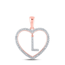 Load image into Gallery viewer, Romantic Rose Gold Diamond Heart Initial Pendant - Alternate view 1 from Splendid Jewellery