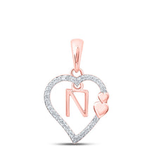 Load image into Gallery viewer, Romantic Rose Gold Diamond Heart Initial Pendant - Alternate view 1 from Splendid Jewellery