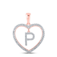 Load image into Gallery viewer, Romantic Rose Gold Diamond Heart Initial Pendant - Alternate view 1 from Splendid Jewellery