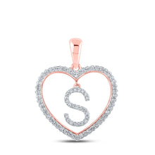 Load image into Gallery viewer, 10kt Rose Gold Heart-Shaped Diamond Initial Pendant - A Symbol of Elegance and Love - Alternate view 1 from Splendid Jewellery