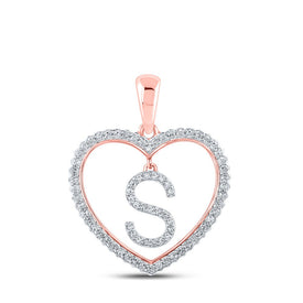 10kt Rose Gold Heart-Shaped Diamond Initial Pendant - A Symbol of Elegance and Love - Alternate view 1 from Splendid Jewellery
