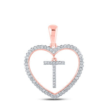 Load image into Gallery viewer, 10kt Rose Gold Diamond Heart T Letter Pendant - A Mesmerizing Symbol of Love and Individuality - Alternate view 1 from Splendid Jewellery