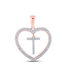 10kt Rose Gold Diamond Heart T Letter Pendant - A Mesmerizing Symbol of Love and Individuality - Alternate view 1 from Splendid Jewellery