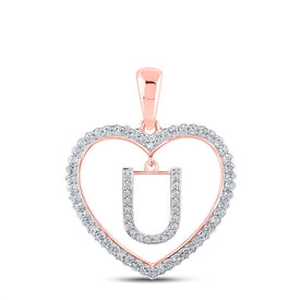 Romantic Rose Gold Diamond Heart Initial Pendant - Alternate view 1 from Splendid Jewellery