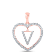 Load image into Gallery viewer, 10kt Rose Gold Diamond Heart Initial Pendant: A Radiant Symbol of Love and Individuality - Alternate view 1 from Splendid Jewellery
