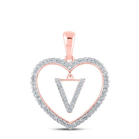 10kt Rose Gold Diamond Heart Initial Pendant: A Radiant Symbol of Love and Individuality - Alternate view 1 from Splendid Jewellery