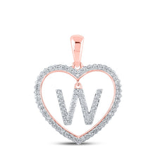 Load image into Gallery viewer, Romantic Rose Gold Diamond Heart Initial Pendant - Alternate view 1 from Splendid Jewellery