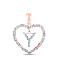 Load image into Gallery viewer, Romantic Rose Gold Diamond Heart &quot;Y&quot; Pendant - Alternate view 1 from Splendid Jewellery