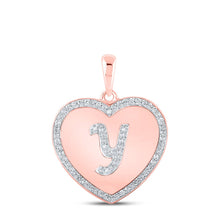 Load image into Gallery viewer, 10kt Rose Gold Heart-Shaped Diamond Initial Pendant - Personalized Elegance - Alternate view 1 from Splendid Jewellery