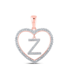 Load image into Gallery viewer, Romantic Rose Gold Diamond Heart Initial Pendant - Alternate view 1 from Splendid Jewellery