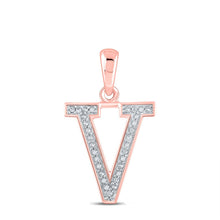 Load image into Gallery viewer, Romantic Rose Gold Diamond Initial V Pendant - Personalized Charm Necklace - Alternate view 1 from Splendid Jewellery