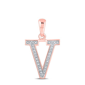 Romantic Rose Gold Diamond Initial V Pendant - Personalized Charm Necklace - Alternate view 1 from Splendid Jewellery