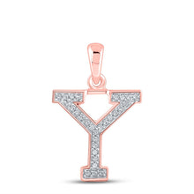 Load image into Gallery viewer, Personalized Diamond Initial Pendant in 10kt Rose Gold - Alternate view 1 from Splendid Jewellery