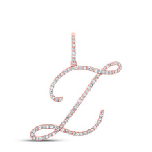 Load image into Gallery viewer, Romantic Rose Gold Diamond Initial Pendant - Alternate view 1 from Splendid Jewellery