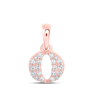 Diamond Initial & Letter Pendant | 10kt Rose Gold Womens Round Diamond O Initial Letter Pendant 1/10 Cttw | Splendid Jewellery GND