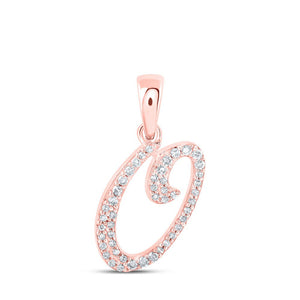 Diamond Initial & Letter Pendant | 10kt Rose Gold Womens Round Diamond O Initial Letter Pendant 1/8 Cttw | Splendid Jewellery GND