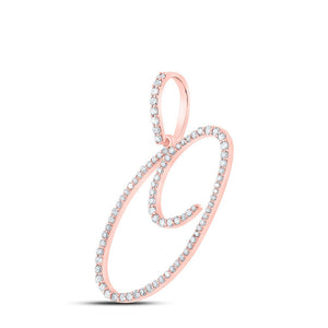 Diamond Initial & Letter Pendant | 10kt Rose Gold Womens Round Diamond O Initial Letter Pendant 3/8 Cttw | Splendid Jewellery GND