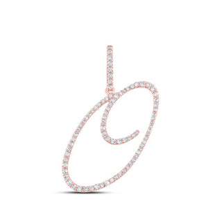 Diamond Initial & Letter Pendant | 10kt Rose Gold Womens Round Diamond O Initial Letter Pendant 3/8 Cttw | Splendid Jewellery GND