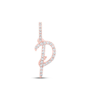 Diamond Initial & Letter Pendant | 10kt Rose Gold Womens Round Diamond P Initial Letter Pendant 1/8 Cttw | Splendid Jewellery GND