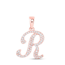 Load image into Gallery viewer, Rose Gold Diamond Initial Pendant - Personalized Elegance in Sparkling Brilliance - Alternate view 1 from Splendid Jewellery