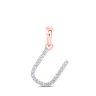 Rose Gold Diamond Initial Necklace - Personalized Charm Pendant with U Letter Design - Alternate view 1 from Splendid Jewellery