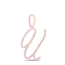 Load image into Gallery viewer, Romantic Rose Gold Diamond U Initial Pendant - Personalized Elegance at Its Finest - Alternate view 2 from Splendid Jewellery