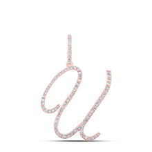 Load image into Gallery viewer, Romantic Rose Gold Diamond U Initial Pendant - Personalized Elegance at Its Finest - Alternate view 1 from Splendid Jewellery