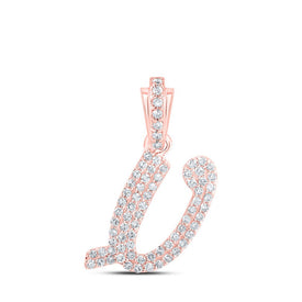 Rose Gold Diamond Initial Pendant - Personalized Cursive Letter Necklace - Alternate view 1 from Splendid Jewellery