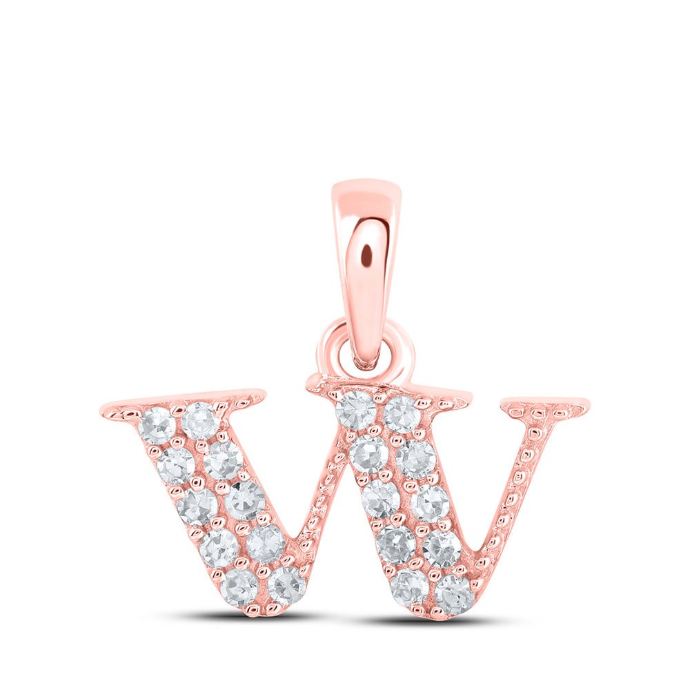 Diamond Initial & Letter Pendant | 10kt Rose Gold Womens Round Diamond W Initial Letter Pendant 1/10 Cttw | Splendid Jewellery GND