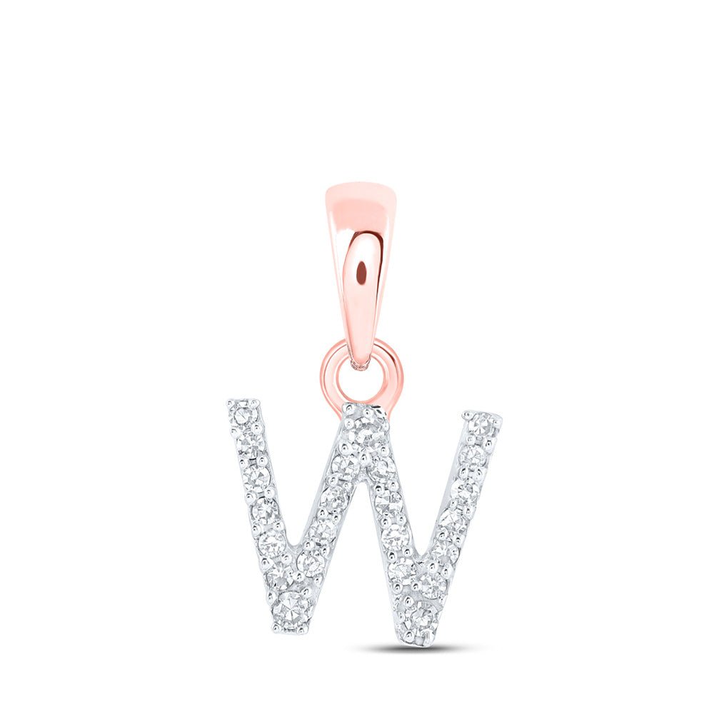 Diamond Initial & Letter Pendant | 10kt Rose Gold Womens Round Diamond W Initial Letter Pendant 1/20 Cttw | Splendid Jewellery GND